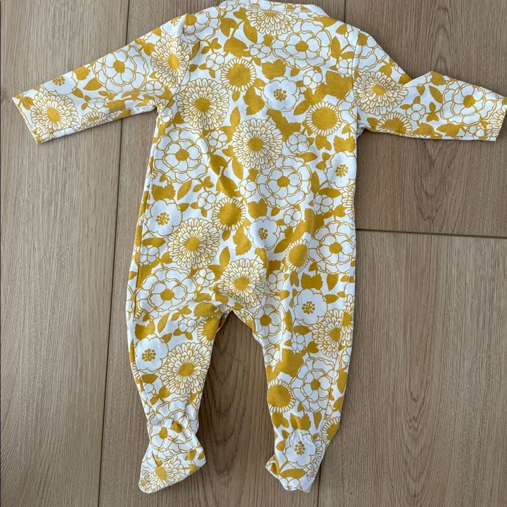 Ever & Ever Baby Footed Sleeper‎ 0-3M Yellow Floral Snap Pajamas